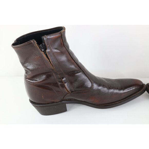 Vtg 70s Streetwear Mens 10 EW Tribal Leather Side Zip Chelsea Boots Brown USA main image 7
